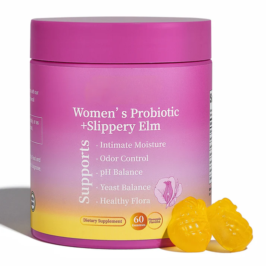 Docteat Her Juicy Feminine Probiotics Gummies- All in One Solution with Slippery Elm and Prebiotics&Lactobacillus Probiotic Blend for Women's pH Balance and Dryness - Hawaiian Pineapple Gummies 60 Counts Women's Probiotics