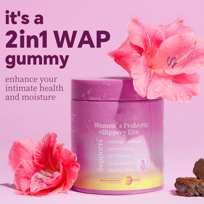 Docteat Her Juicy Feminine Probiotics Gummies- All in One Solution with Slippery Elm and Prebiotics&Lactobacillus Probiotic Blend for Women's pH Balance and Dryness - Hawaiian Pineapple Gummies 60 Counts Women's Probiotics