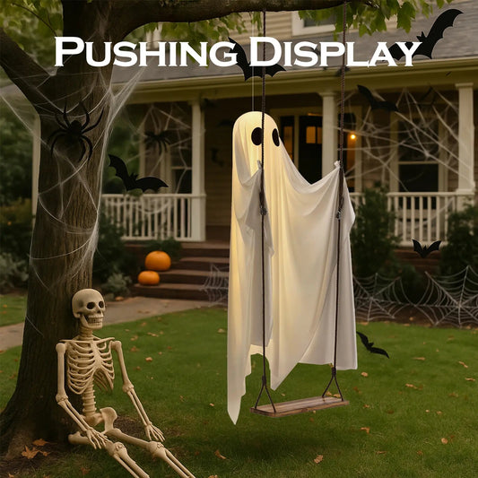 5FT giant lighted Halloween ghost swing
