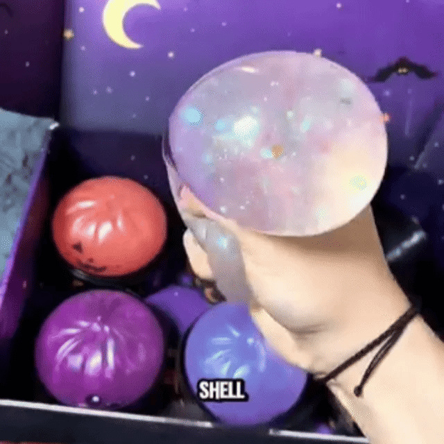 Kids playing with Halloween squishy toys